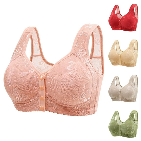 HVOBTTY Womens Front Closure Bra, Bras for Women Plus Size, Women's Nursing Bra Maternity Sleeping Underwear Large Size Large Cup No Underwear Women Daily Bra Green, L