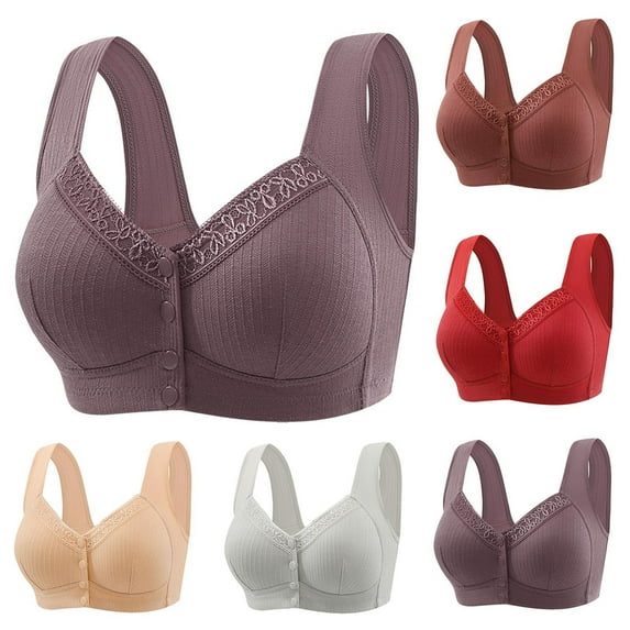 HVOBTTY Womens Front Closure Bra, Bras for Women, Woman's Solid Color Front Buckle Ventilate Elastic Style Medium Sized Bra without Steel Rim Purple, 44