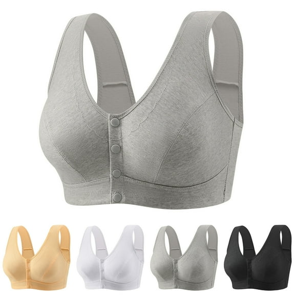 HVOBTTY Womens Front Closure Bra, Bras for Women Plus Size, Woman's Embroidered Glossy Comfortable Breathable Bra Underwear No Rims Beige, XXXXL