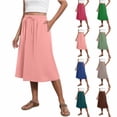 thumbnail image 1 of HVOBTTY Womens A Line Mid Length Skirts, Summer Skirt for Women, Womens Casual Solid Color Drawstring Side Pocket Loose Lightweight Daily Outdoor Midi Skirt Green, XXL, 1 of 1