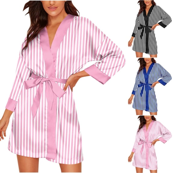 HVOBTTY Womens Long Sleeve Soft Robe, Robes for Women, Women's Soft Fashionable Solid Color Loose Short Nightgown Bathrobe Blue, L