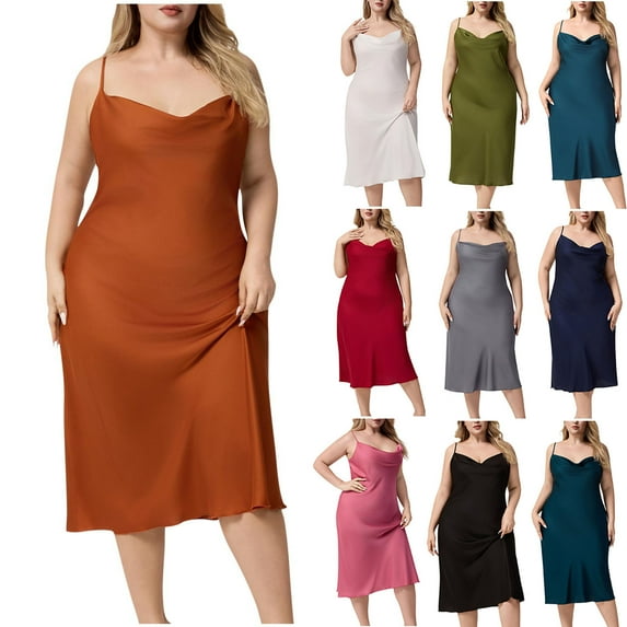 HVOBTTY Womens Pullover Soft Nightdress, Nightgowns for Women Plus Size, Women's Casual Solid Color Satin Sleeveless Long Length Nightgown with Padded Cups Green, XXXXXL