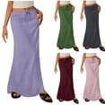 thumbnail image 1 of HVOBTTY Womens Slim Maxi Skirts, Summer Skirt for Women, Womens Comfortable Solid Color Elastic Waist Versatile Daily Outdoor Long Maxi Skirt Dark Gray, XL, 1 of 5