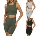 thumbnail image 1 of HVOBTTY Womens Soft Sleepwear Loungewear, Pajamas for Women Set, Women'S Casual and Pants Short Sleeve Shorts Pajamas Set Army Green, XXL, 1 of 5