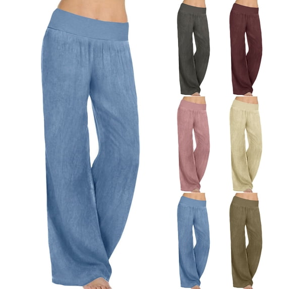 HVOBTTY Women's Fall Straight Leg Long Jeans Faux Denim Bottoms Loose Structure Elastic Waist Made without Side Pockets Pants
