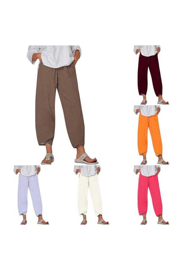 Women's Fall Straight Leg 7/8th Trousers Casual Bottoms Relaxed Cut Soft Material for Daily Leisure Use Pants