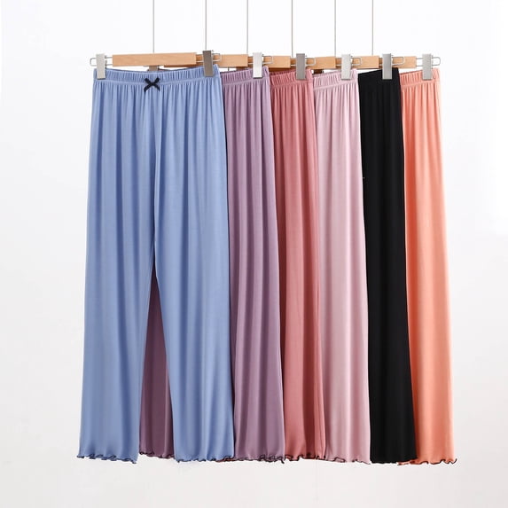 HVOBTTY Womens Straight Leg Trousers, Summer Pants for Women, Womens Casual Comfortable Solid Color High Waisted with Bow Drape Daily Straight Leg Pants Orange, L