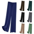thumbnail image 1 of HVOBTTY Womens Straight Leg Trousers, Summer Pants for Women, Womens Comfortable Solid Color High Waisted Wide Leg Straight Leg Loose Pants with Pockets Army Green, XL, 1 of 4