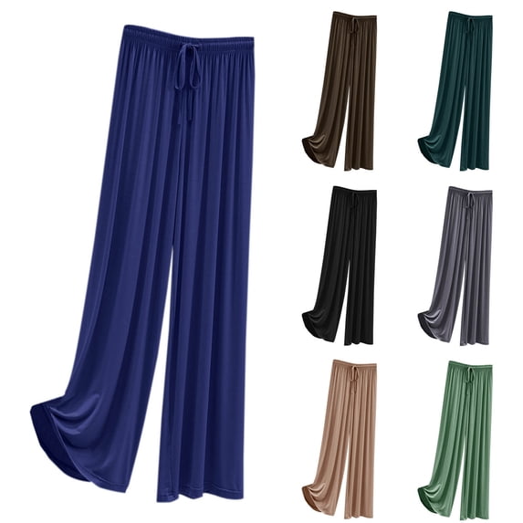 HVOBTTY Womens Straight Leg Trousers, Summer Pants for Women, Womens Comfortable Solid Color High Waisted Wide Leg Straight Leg Loose Pants with Pockets Khaki, M