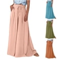 thumbnail image 1 of HVOBTTY Womens Wide Leg Trousers, Summer Pants for Women, Womens Fashion Comfortable Solid Color Drawstring Wide Leg Loose Daily Long Pants with Pockets Light Blue, XXL, 1 of 4