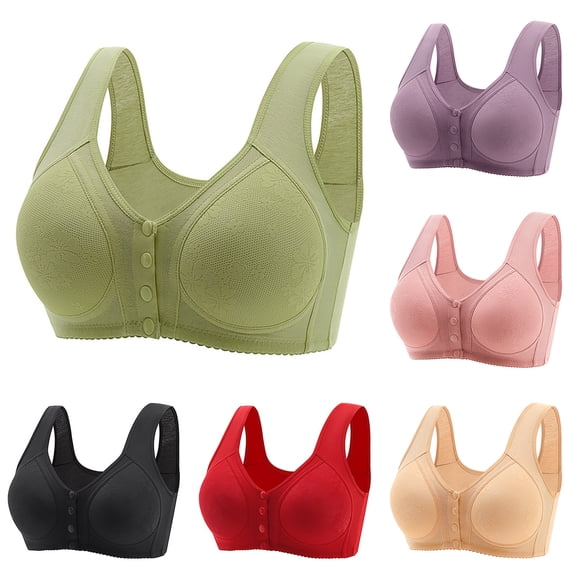 HVOBTTY Womens Wireless Bra, Bras for Women Plus Size, Woman Color Thin and Steel Hoop Gathered Breathable Underwear for Daily Bras Black, XXXXL