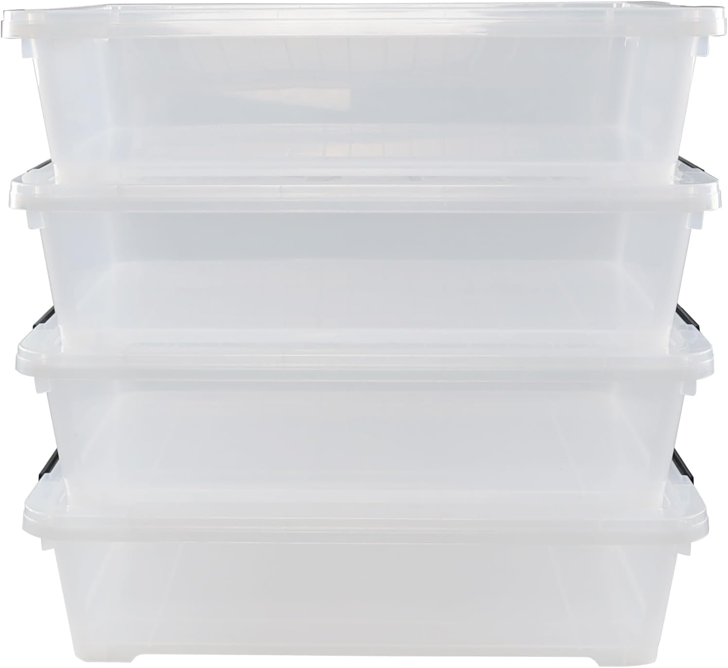 HVSDIMO 4pack 40 Quarts Large Shallow Bins Plastic Under Bed Box Totes