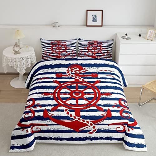 HVSDIMO Lake House Decor Comforter Set for The Home Boys Ocean Sailboat