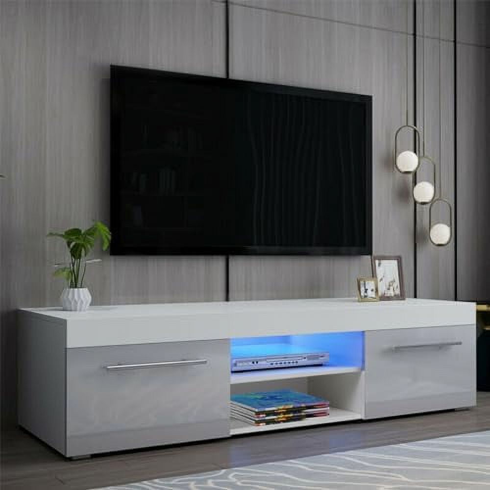 HVSDIMO Led TV Stand for 55 inch TVs Modern Black Entertainment Center