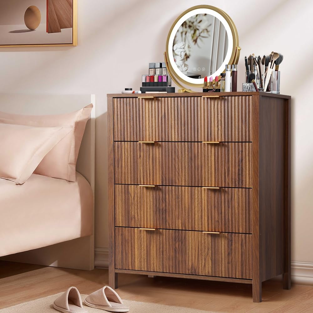 HVSDIMO Mid Century Modern Dresser 4 Drawer Dresser for Bedroom Wood