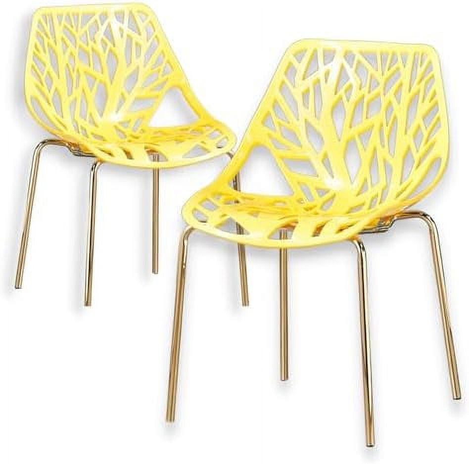 HVSDIMO Modern Yellow Dining Chairs Set of 4 Birch Sapling Style Chairs