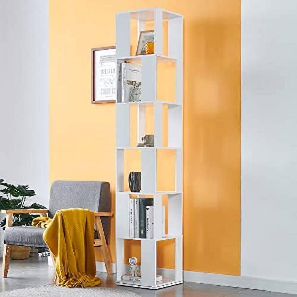 HVSDIMO Rotating Bookshelf 6 Tier Floor Standing Revolving Bookcase