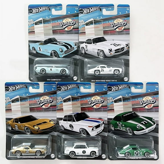 HW 2024 Vintage Racing Club Set of 5 1955 Corvette BMW 2002 Porsche 911