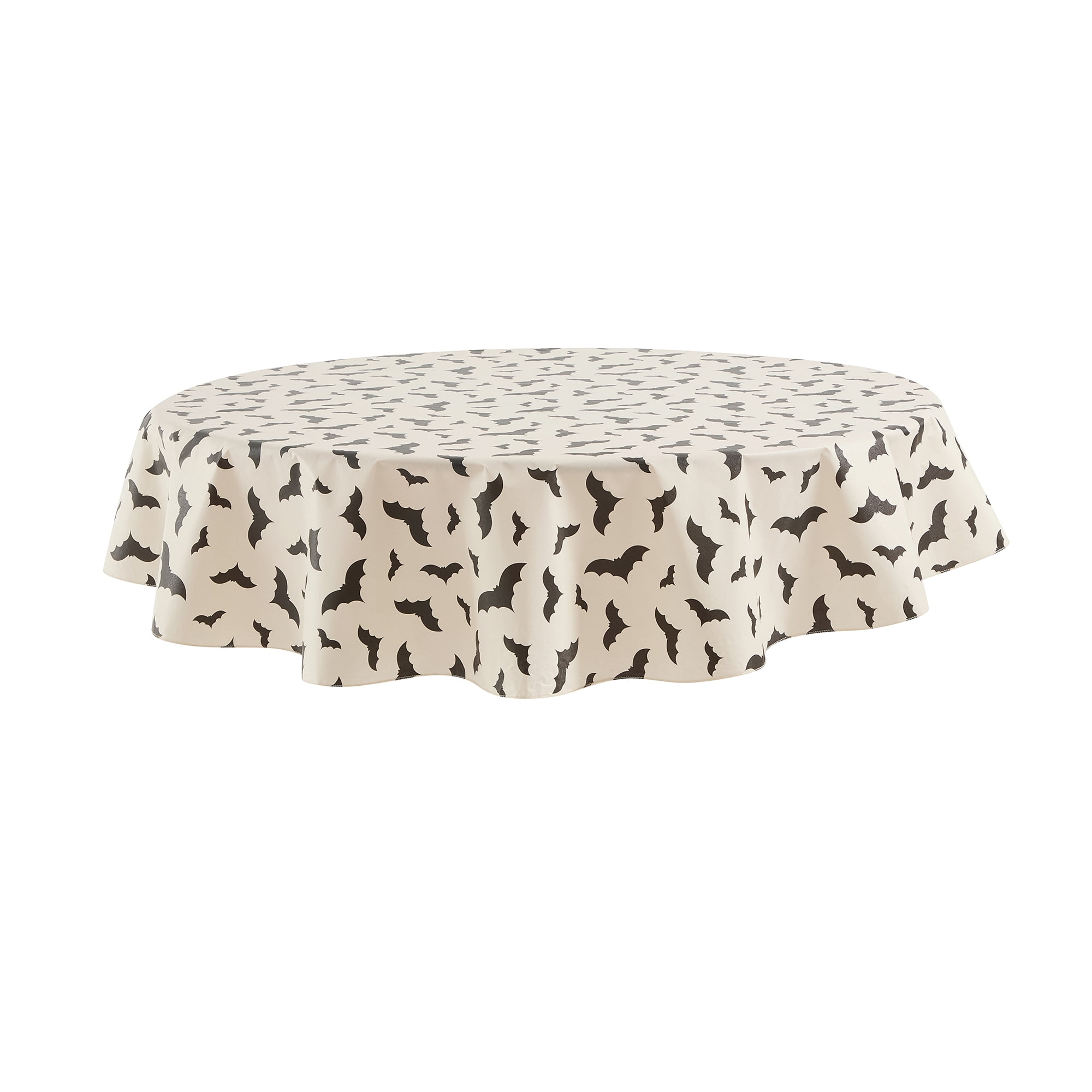 Way To Celebrate Halloween PEVA Tablecloth Indoor & Outdoor Table 70" Round - Bat Toss