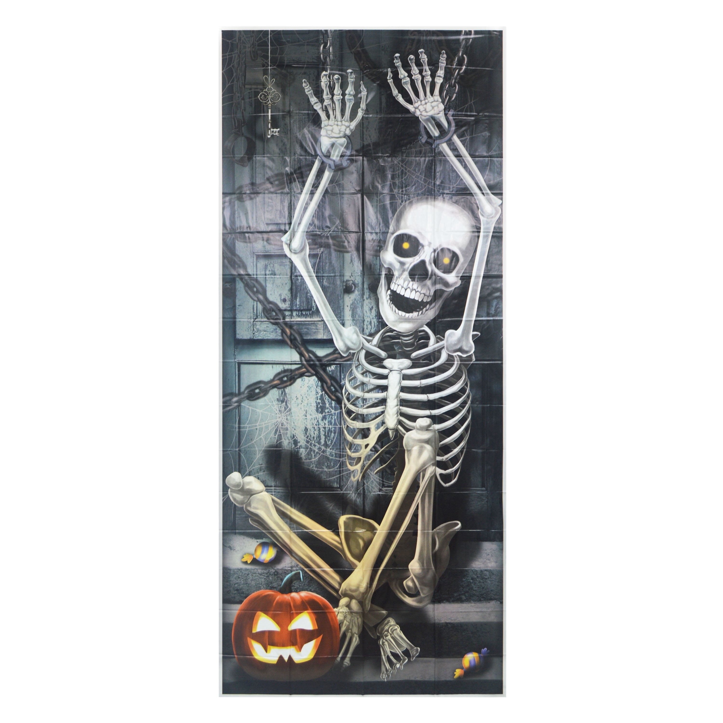 Skeleton Door Cover Decoration, Multicolor, 30" x 72", Halloween by Way To Celebrate