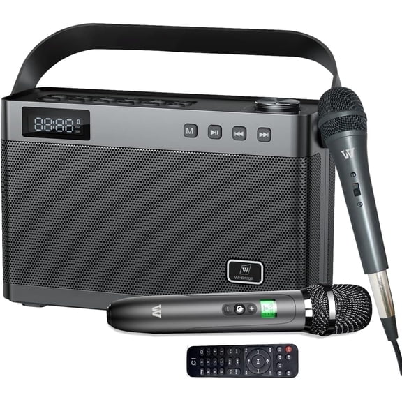 Open Box HW HAOWORKS T9 Portable PA System Karaoke Machine 40 Watt With Wirereless and Wired Microphone