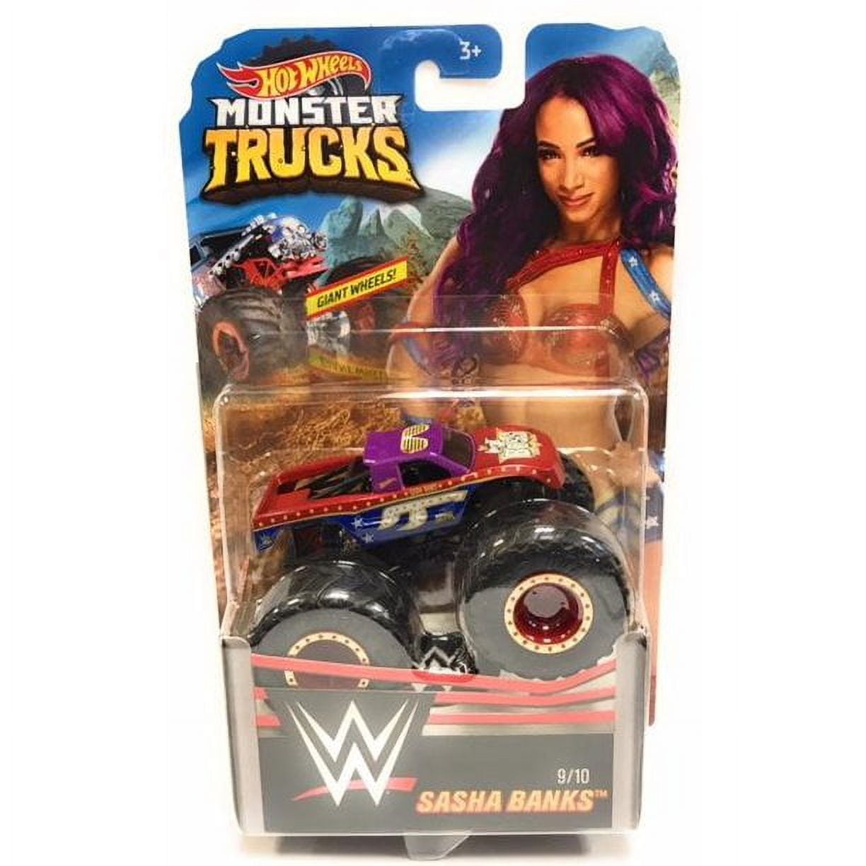 HW Monster Trucks Sasha Banks WWE Die cast 1 64 Scale Vehicle GCT01 Walmart