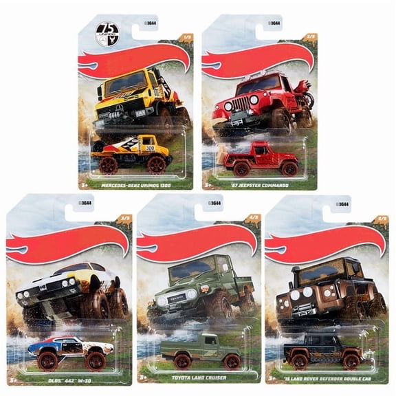 HW Mud Runners #1-5 Set of 5 Cars GDG44