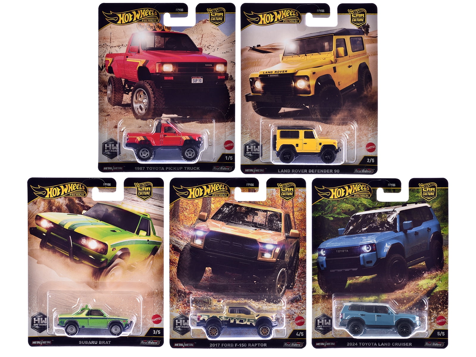 "HW Off Road" 5 piece Set "Car Culture" 2024 Series H Die Cast Model Cars by Hot Wheels