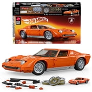 Mattel Brick Shop Hot Wheels 71 Lamborghini Miura P400 SV Building Toy Kit (1523 Pieces), for Collectors