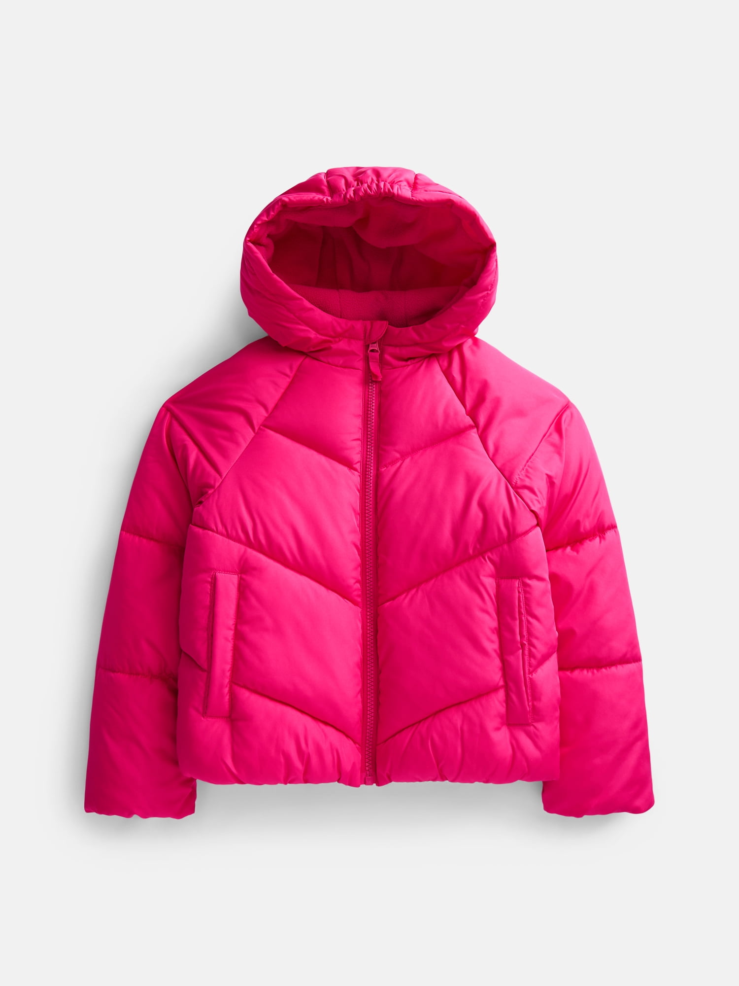 Wonder Nation Girls Heavyweight Puffer Jacket with Hood, Sizes 4-18