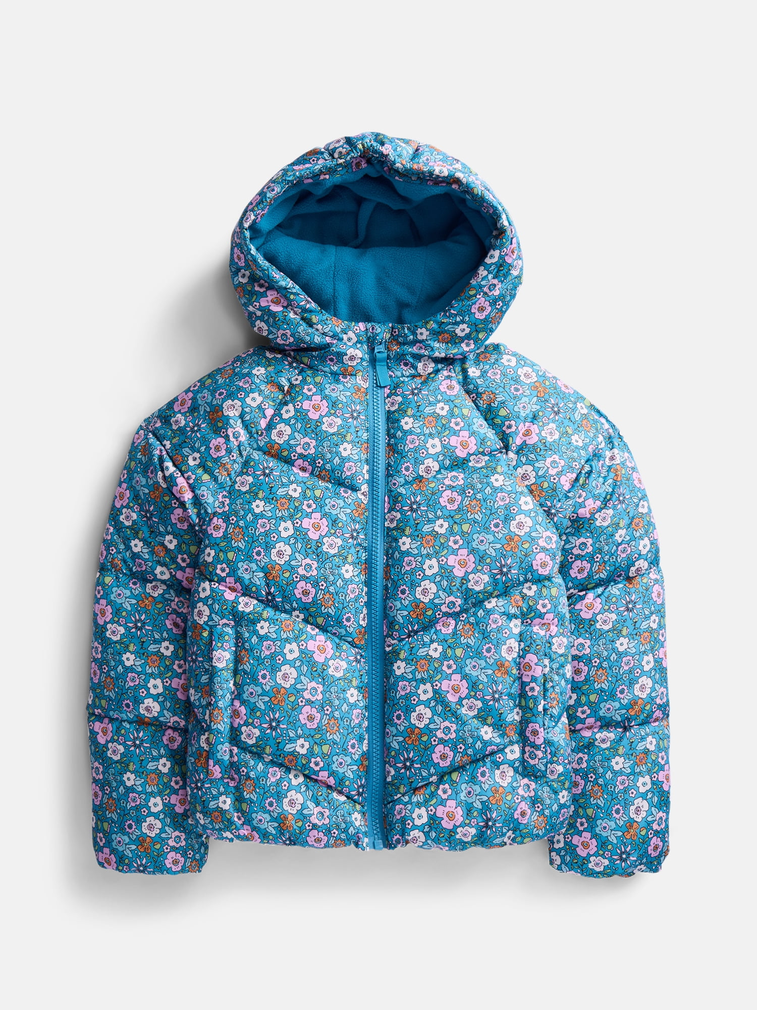 Wonder Nation Girls Heavyweight Puffer Jacket with Hood, Sizes 4-18