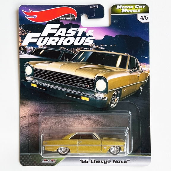 HW Premium 2025 Fast & Furious Motor City Muscle #4 66 Chevy Nova GBW75