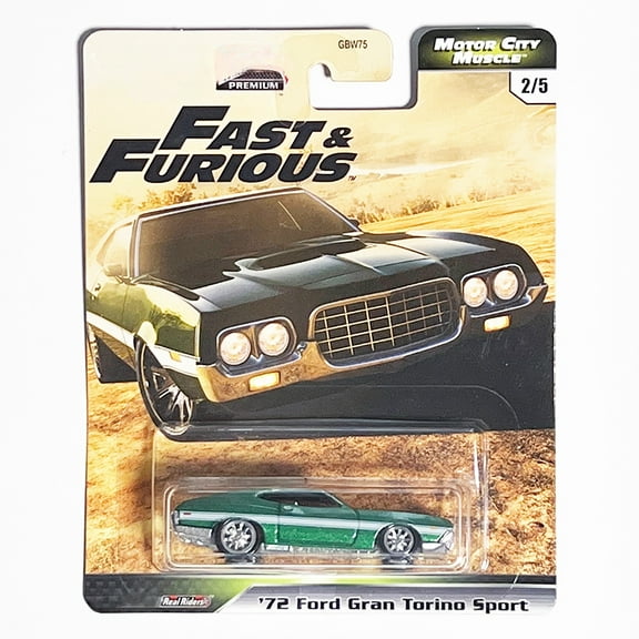 HW Premium Fast & Furious Motor City Muscle #2 72 Ford Gran Torino Sport GBW75
