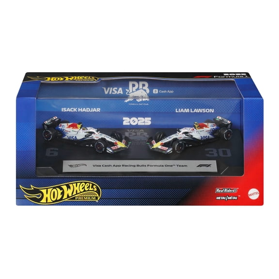 Hot Wheels Premium Visa Cash App Racing Bulls Formula One Team 2-Pack with Lawson & Hadjar Racecars