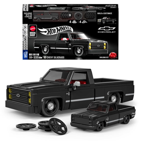 Mattel Brick Shop Hot Wheels '83 Chevy Silverado Building Toy Kit (225 Pieces), for Collectors