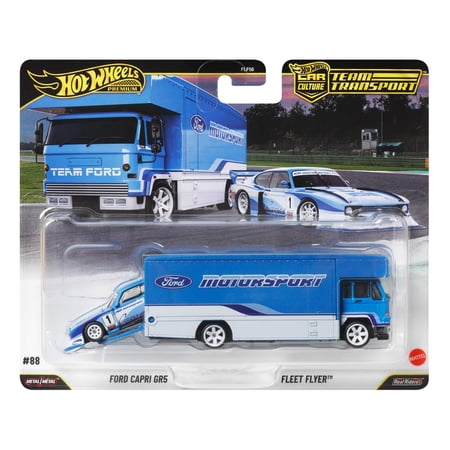 Hot Wheels Team Transport Truck & Race Car, Gift for Racing Collectors