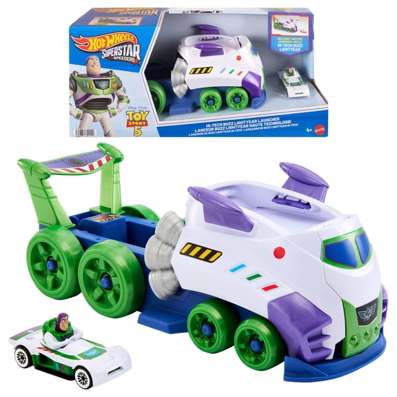 Hot Wheels Superstar Speeders Disney and Pixar Hi-Tech Buzz Lightyear Launcher & Die-Cast Vehicle