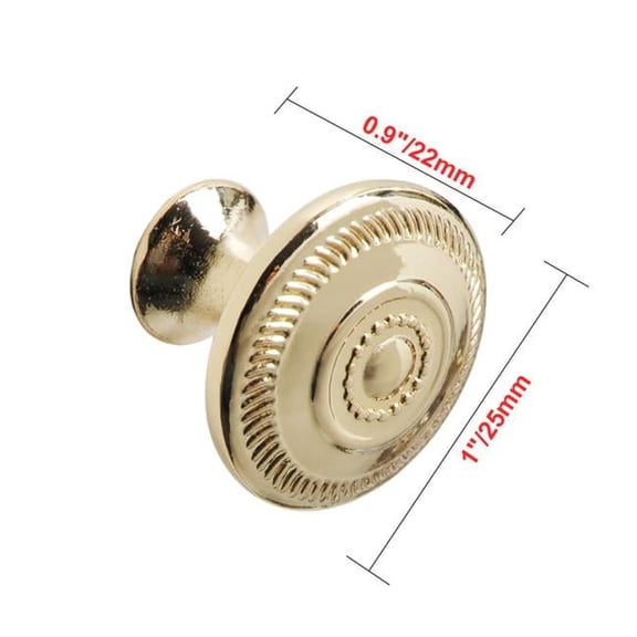 HW333PLGD021 Bergen Deco Round Cabinet Knob, 1 in. Dia., Polished Gold - Pack of 5