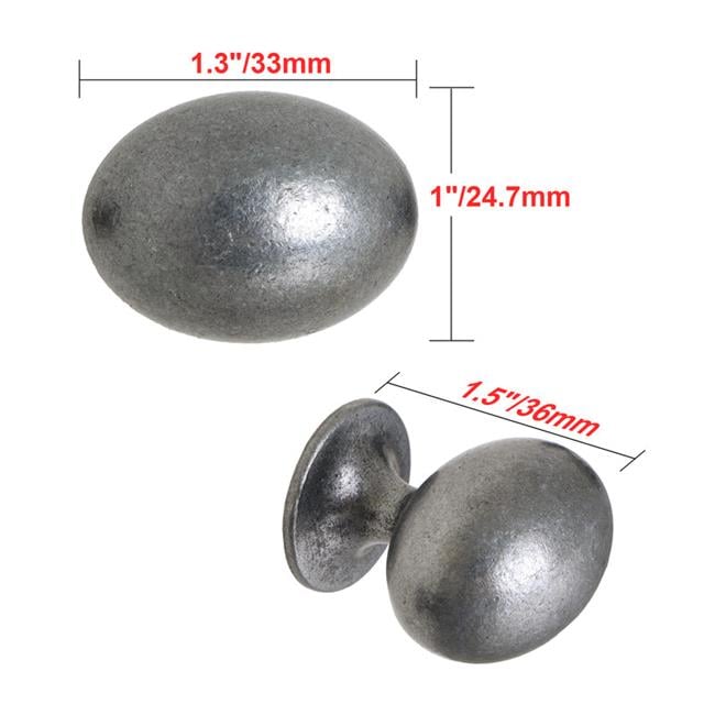 HW340PLAI011 Danbury Oval Cabinet Knob, 1.3 in., Antique Iron - Pack of 5