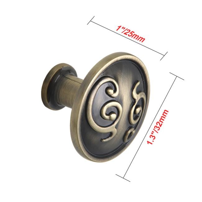 HW344PLAB021 Roma Cabinet Knob, 1.3 in. Dia., Antique Brass - Pack of 10