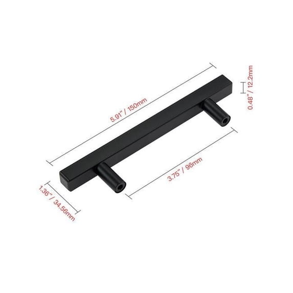 HW436BK Stainless Steel Cabinet Pull, 3.75 in. Center to Center, Matt Black - Pack of 10