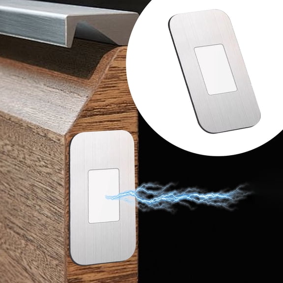 HWHCGZ 1 Pack Ultra Thin No Drill Magnetic Cabinet Door Catch, Adhesive Stainless Steel Drawer Door Cabinet Magnets to Stay Closed, Cabinets Latches for Kitchen, Bathroom, Closet, RV Doors Closure