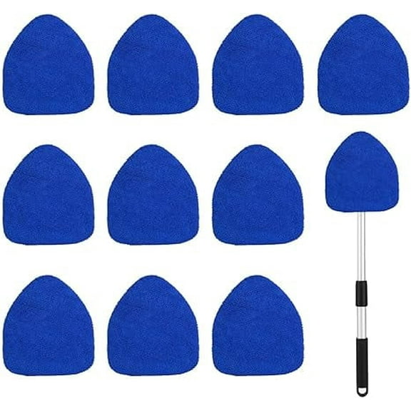HWHCGZ 10 Pcs Microfiber Cleaning Cloth for Windshield Cleaning Tool,Interior Auto Window Cleaner Washing Pads Replaceable Fit 6.5” Plate(Not Include Windshield Brush) Blue*10
