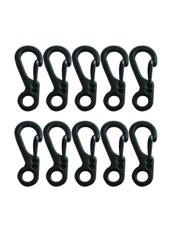 10Pcs Mini Metal Spring Snap Hook Heavy Duty Durability Paracord Buckle Keychain Clip for Car Work Keys Ring, Belt Loop, Dog Tags (Black)