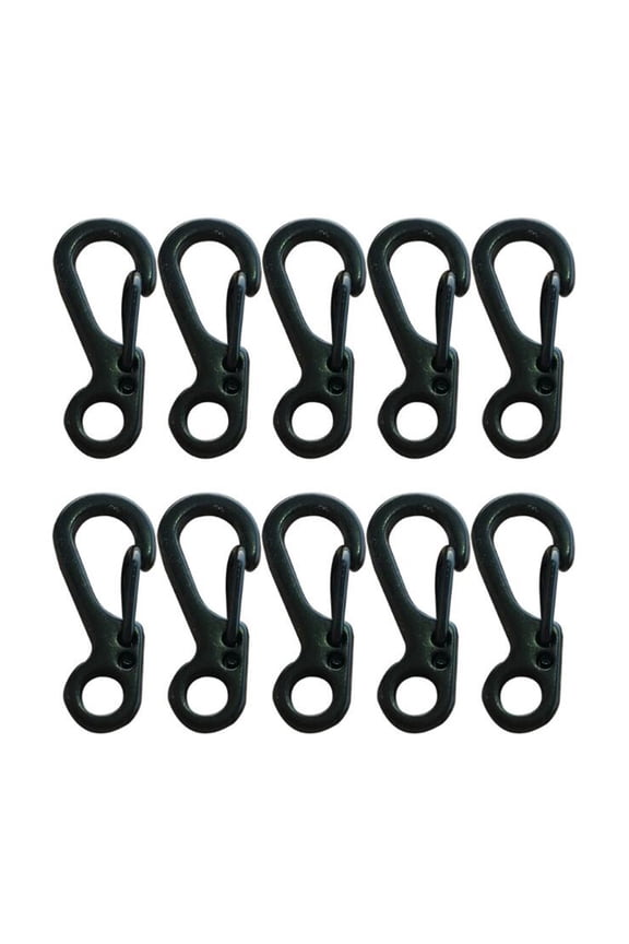 10Pcs Mini Metal Spring Snap Hook Heavy Duty Durability Paracord Buckle Keychain Clip for Car Work Keys Ring, Belt Loop, Dog Tags (Black)