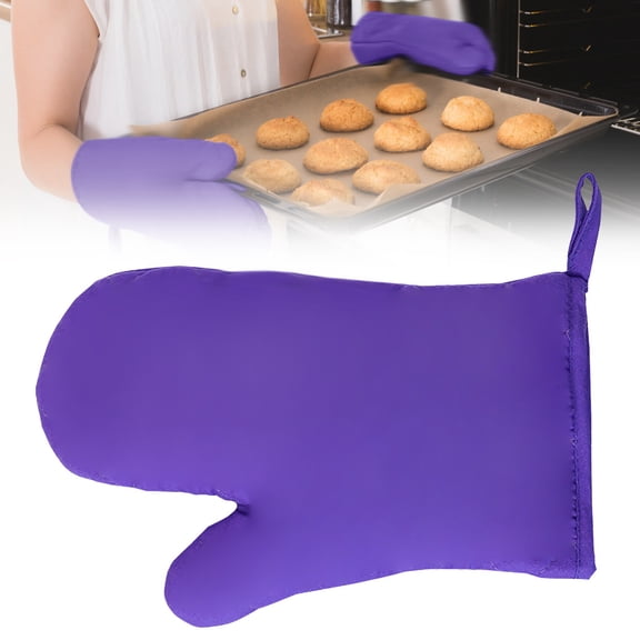 HWHCGZ 11 Inch Oven Mitts Quilted Terry Cloth Lining Extra Long Heat Resistant for Reliable Flexible Cooking Grilling BBQ Picnic Kitchen Home 1Pcs (Purple)