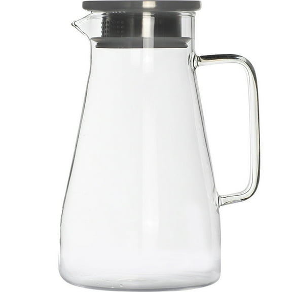 HWHCGZ 1500ml Glass Pitcher With Stainless Lid, Resistant Glass Water Carafe with Handle for Fridge, Small Pitcher for Iced Tea, Milk, Hot and Cold Beverage,Clear