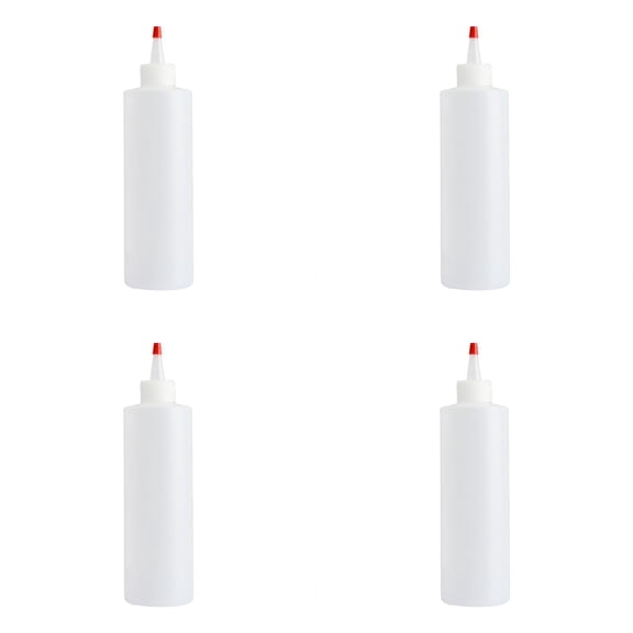 HWHCGZ 16oz Clear Plastic Squeeze Bottles Tips (4-Pack), Empty Refillable Bottles for Arts, Crafts & Kitchen Ketchup Syrup Storage Container Clear*4