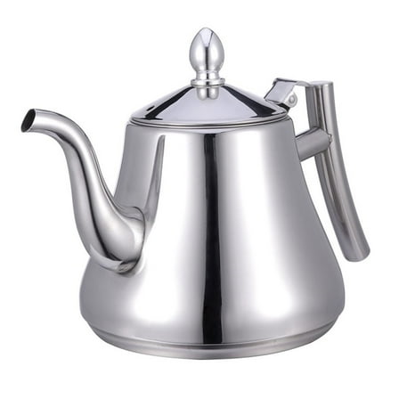 HWHCGZ 1L Stainless Steel Tea Kettle, Whistling Teakettle Pot Stovetop Coffee Electric Stove Top Hot Water Teapot Pour Over Strainer Anti Scalding Handle Camping Home Kitchen Silver