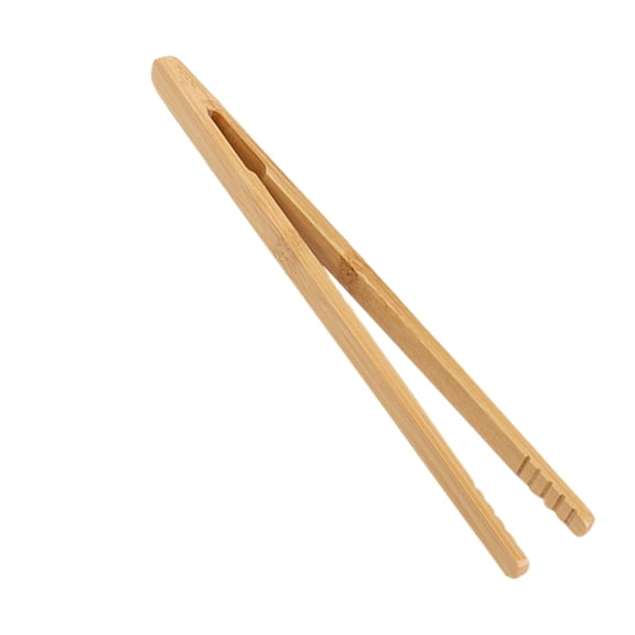 HWHCGZ 1PC Bamboo Toaster Tongs, Small Wooden Tongs for Toaster, Bamboo Kitchen Utensils, Cooking Tweezers for Fruits, Salad, Pasta, Grilling, Bread, Pickles,Beige*1,Straight clip 17.8cm